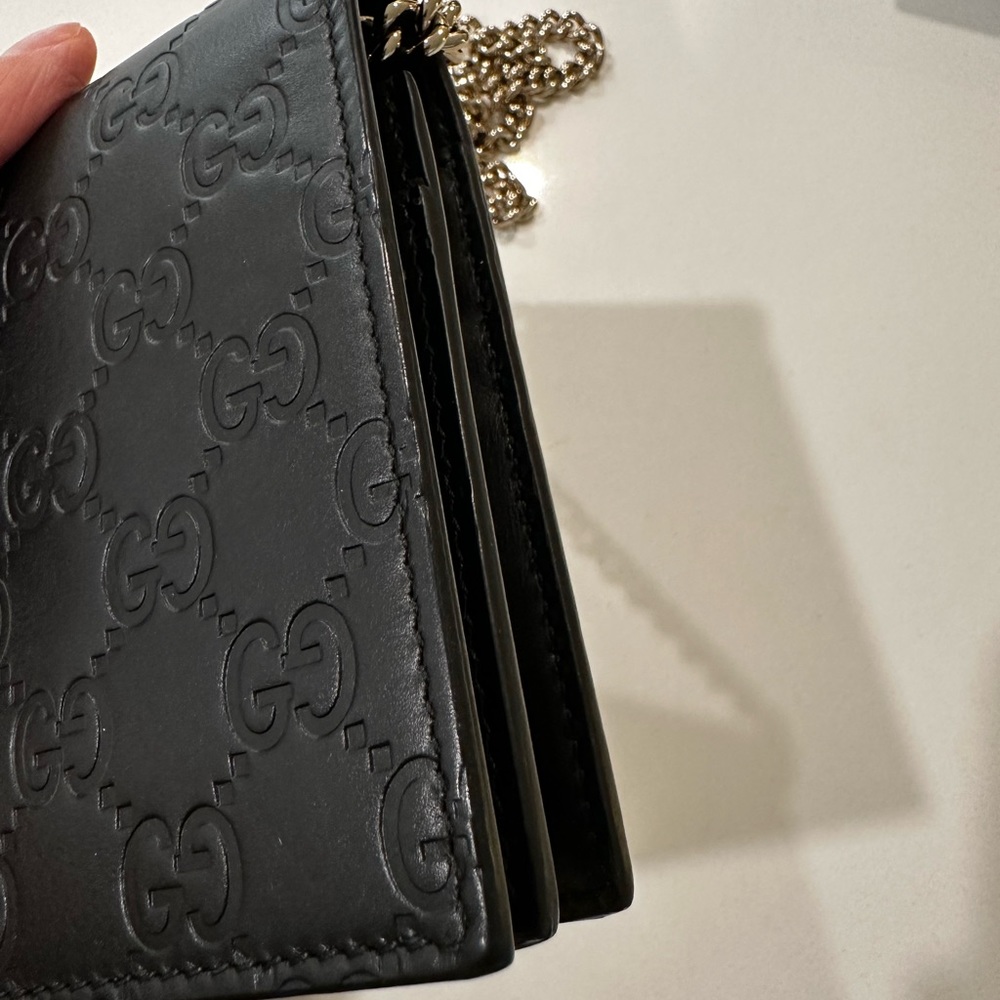 Gucci wallet on chain signature guccissima black and gold - Picture 8 of 10